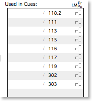 FocusTrack Cue Use List
