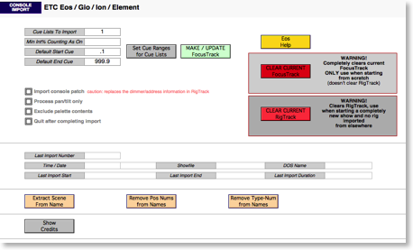 FocusTrack Import Screen