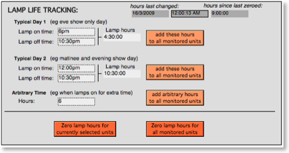 RigTrack Lamp Management Screen