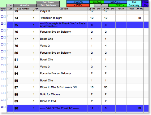 FocusTrack CueList